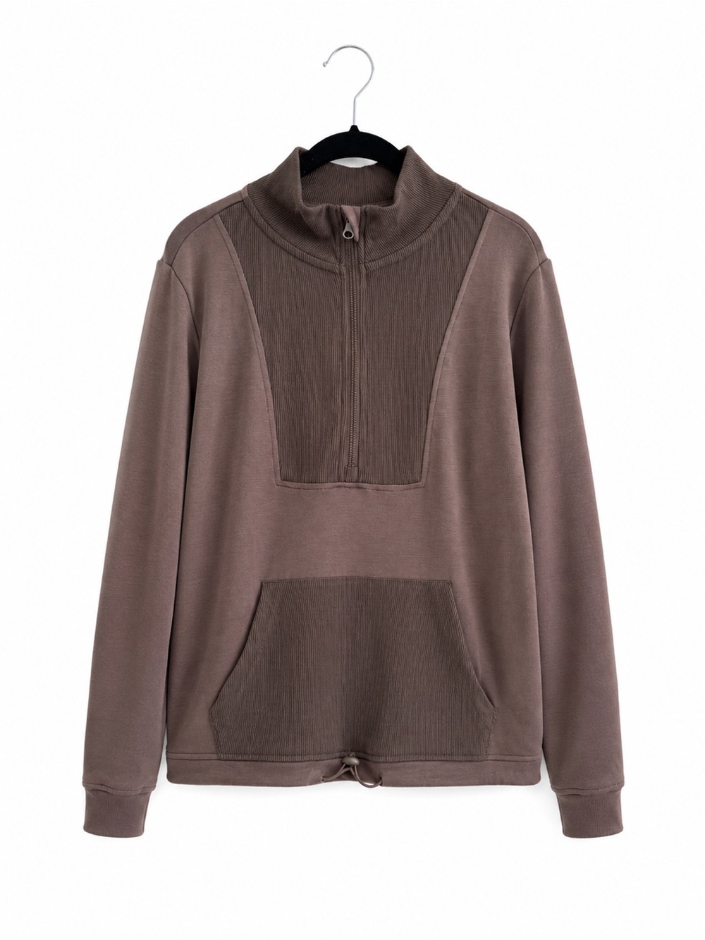 Laundry by Shelli Segal Quarter-Zip Pullover Sweatshirt in chocolate brown NWT